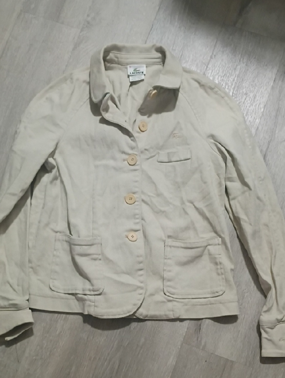 Lacoste Women's Light Cream Button-Front Blazer Jacket